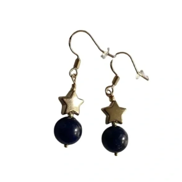 🌹 free w/purchase sterling silver lapis lazuli 9 mm gem stone 18k gold vermeil - Picture 9 of 15